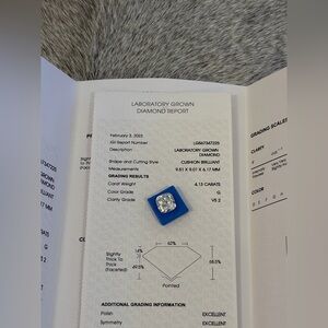 💎 IGI Certified 4.13 Carat Lab-Grown Cushion Diamond – G / VS2 – Loose Stone